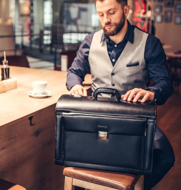 Alassio Pilotenkoffer , VERONA, , Leder, schwarz