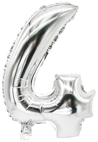 PAPSTAR Folienballon , Zahlen, , Ziffer: 4, silber