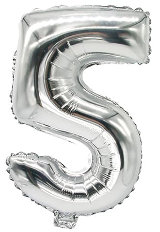 PAPSTAR Folienballon , Zahlen, , Ziffer: 5, silber