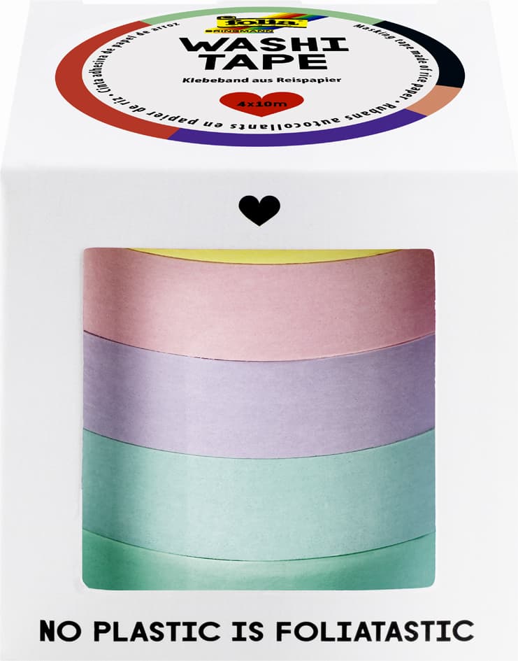 folia Deko-Klebeband Washi-Tape UNI PASTELL, 5er Set