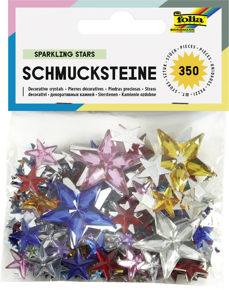 folia Schmucksteine Sterne, Größen und Farben sortiert