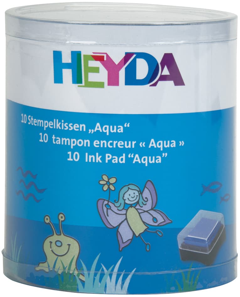 HEYDA Stempelkissen-Set , Aqua, , Klarsicht-Runddose