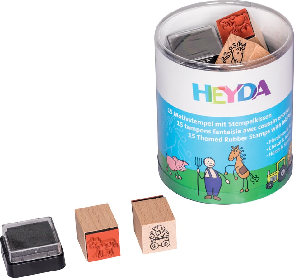 HEYDA Motivstempel-Set , Pferdchen & Bauernhof, , Runddose