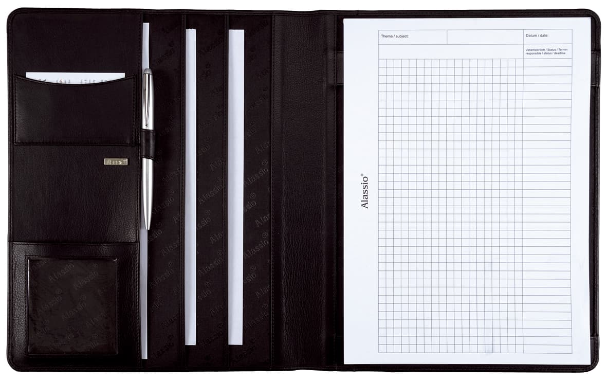 Alassio Schreibmappe , CREMONA, , A4, Nappa-Leder, schwarz