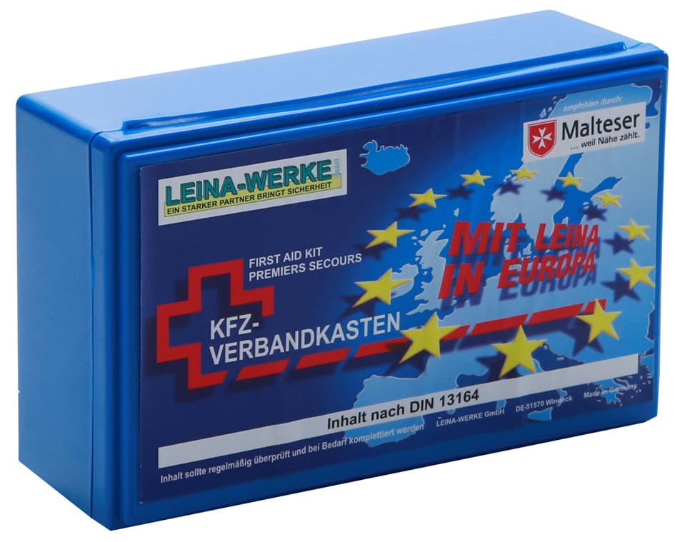 LEINA KFZ-Verbandkasten Euro, Inhalt DIN 13164, blau