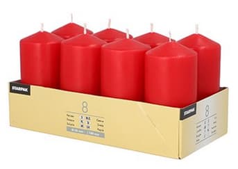 STARPAK Stumpenkerze, Durchmesser: 50 mm, rot, 8er