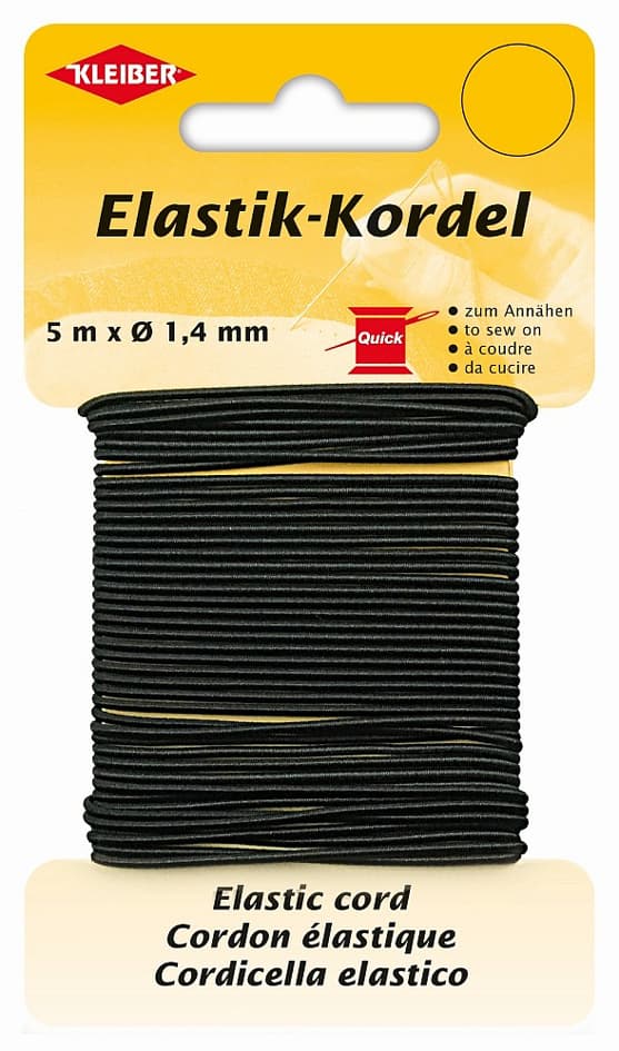 KLEIBER Elastik-Kordel, 1,4 mm x 5 m, schwarz
