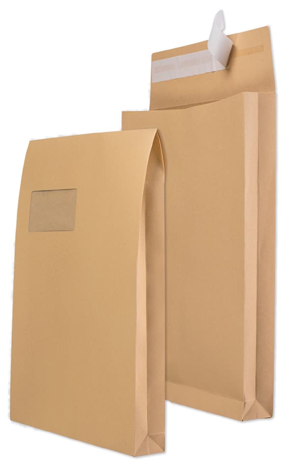 MAILmedia Faltenversandtasche C4, mit Fenster, braun