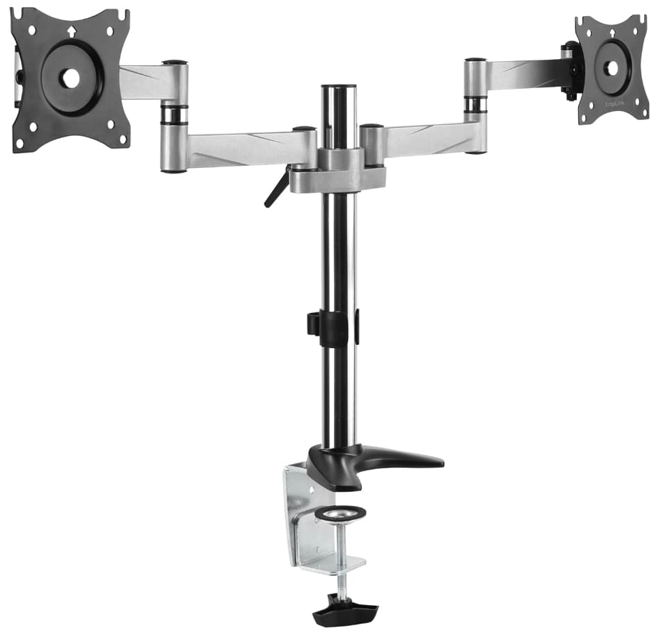 LogiLink Doppel-Monitorarm, Armlänge: 342 mm, schwarz/silber