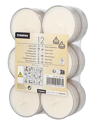 STARPAK Maxi-Teelichte, Durchmesser: 57 mm, weiß