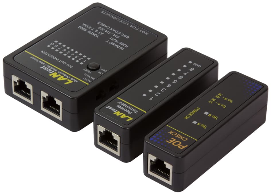 LogiLink Netzwerk Kabeltester mit PoE Finder, schwarz
