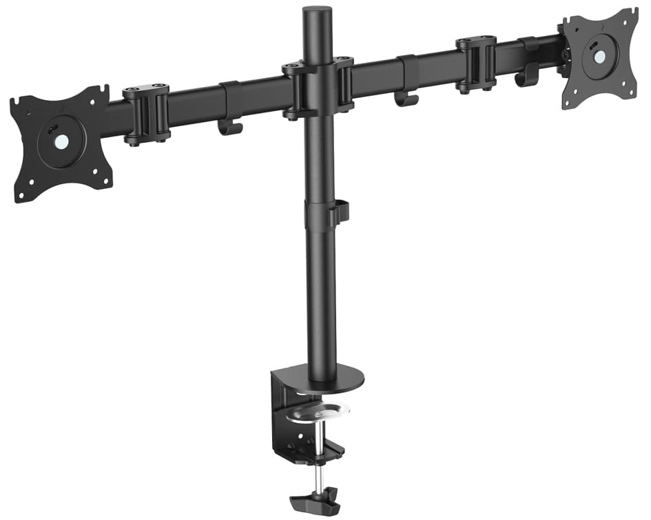 DIGITUS Universal Dual Monitorarm mit Klemmfuß, schwarz