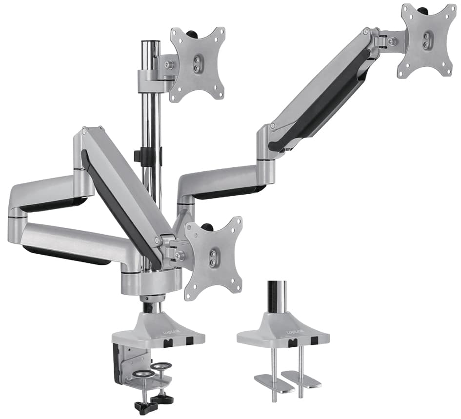 LogiLink Dreifach-Monitorarm, aus Aluminium, silber