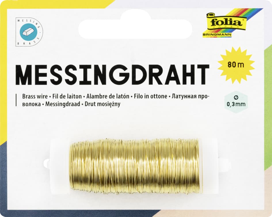 folia Golddraht, 0,3 mm x 80 m, gold, aus Messing