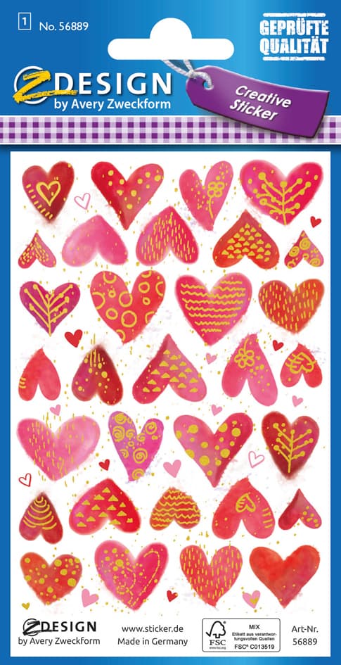 AVERY Zweckform ZDesign Sticker CREATIVE , Herzen,