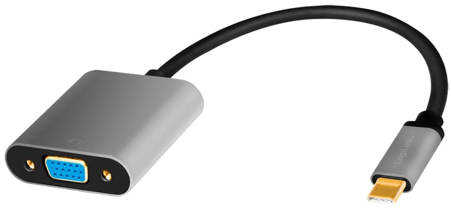 LogiLink USB-C - VGA Adapterkabel, 0,15 m, schwarz/grau