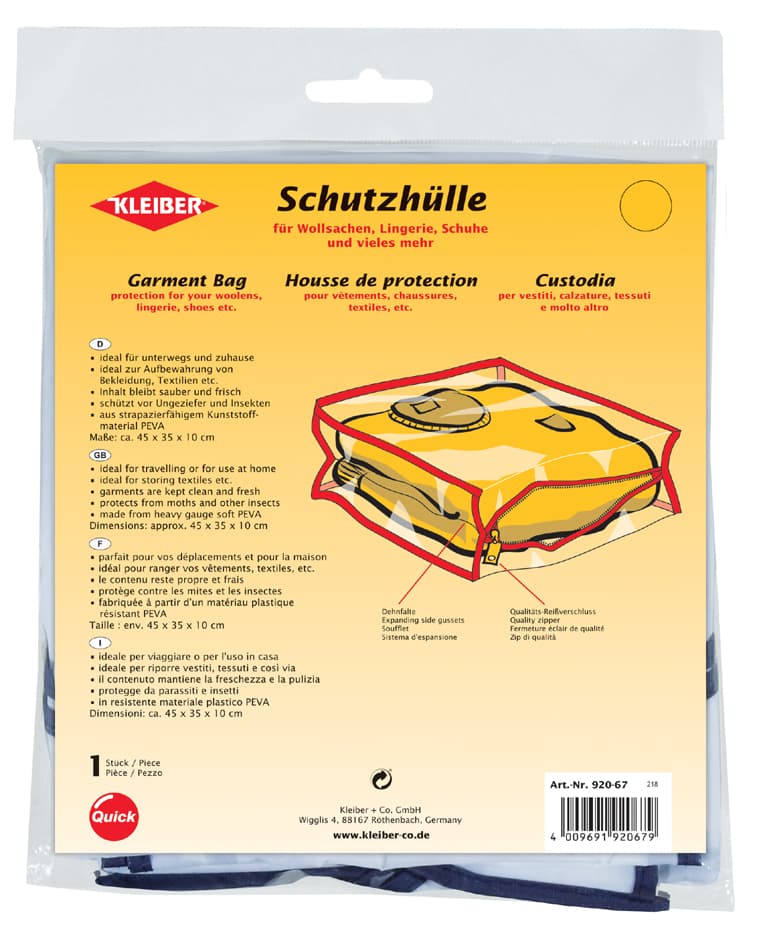 KLEIBER Bekleidungs-Schutzhülle, transparent