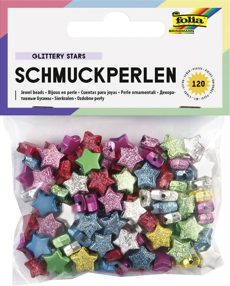 folia Schmuckperlen , Glittery Stars, , glatt/geprägt