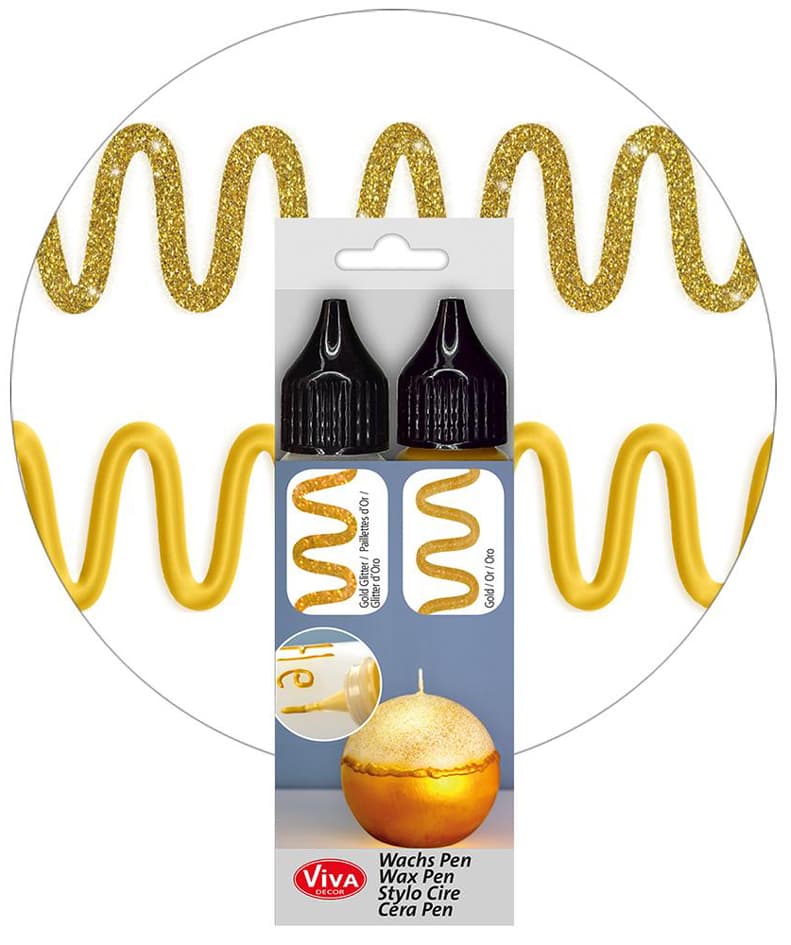 ViVA DECOR Candle Wachs Pen, 28 ml, 2er Set gold