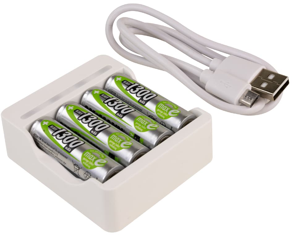 ANSMANN Ladegerät , Basic IV, , mit 4 x AA Akkus 1.300 mAh