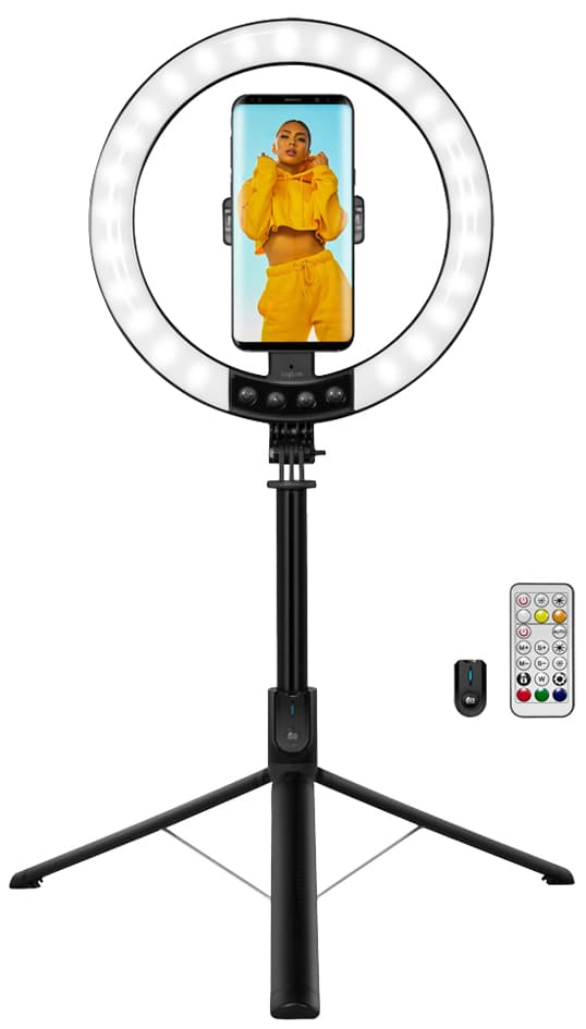 LogiLink Smartphone-Ringlicht mit Selfie-Stick-Stativ
