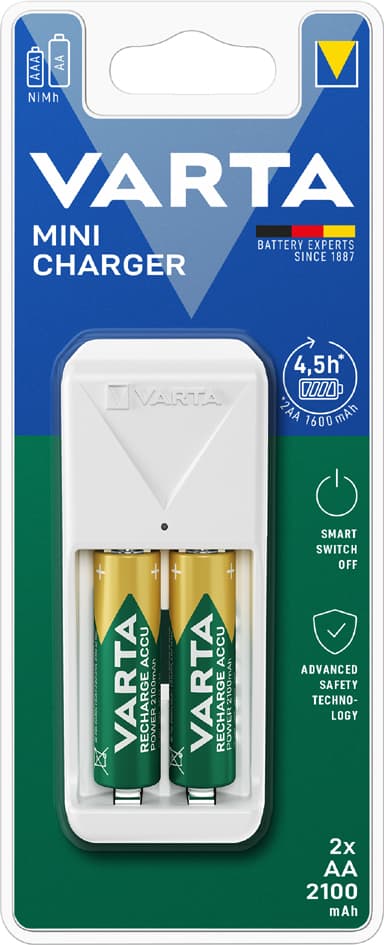 VARTA Ladegerät Mini Charger, weiß, bestückt AA