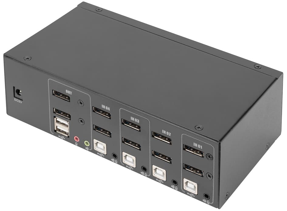 DIGITUS KVM Switch, 4 Port, Dual Display, 4K, DisplayPort