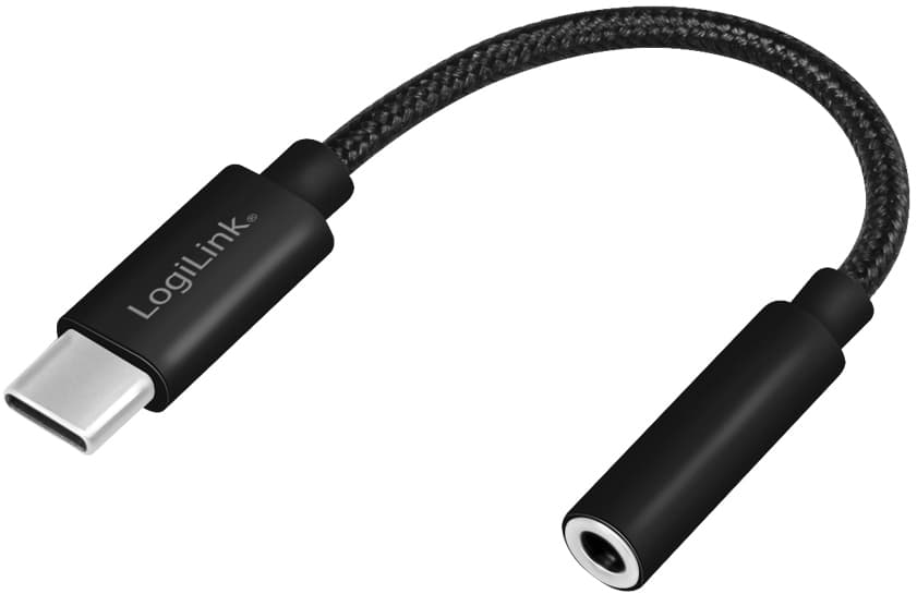 LogiLink USB-C - Klinke Adapterkabel, 130 mm, schwarz