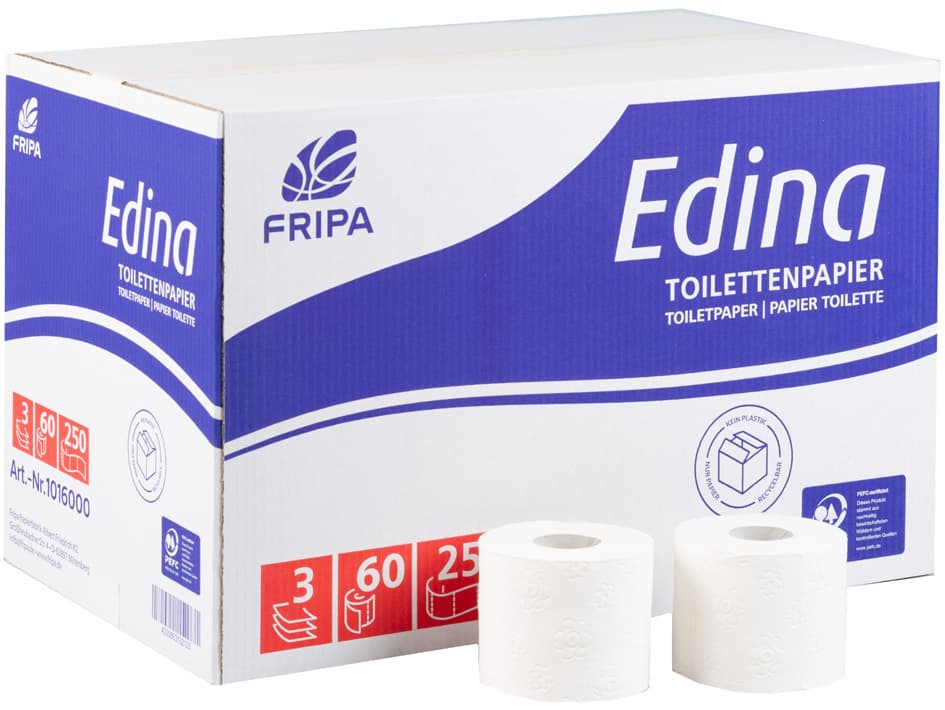 Fripa Toilettenpapier Edina, 3-lagig, hochweiß, Großpackung