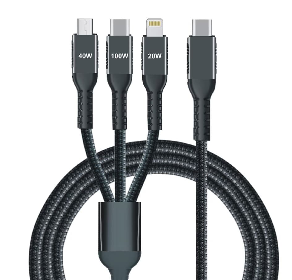 IWH 3-in-1 Ladekabel, USB-A-Lightning + Micro USB + USB-C