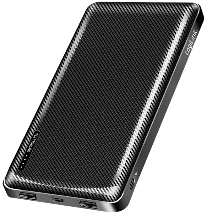 LogiLink Powerbank, 10.000 mAh, 2x USB-A, schwarz