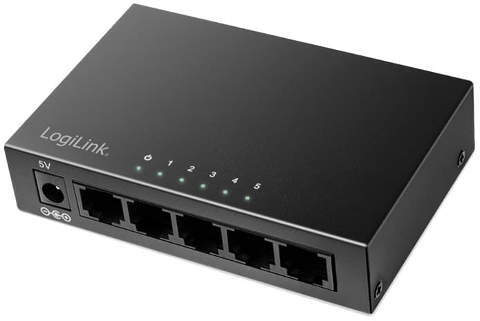 LogiLink Desktop Gigabit Ethernet Switch, 5-Port, schwarz