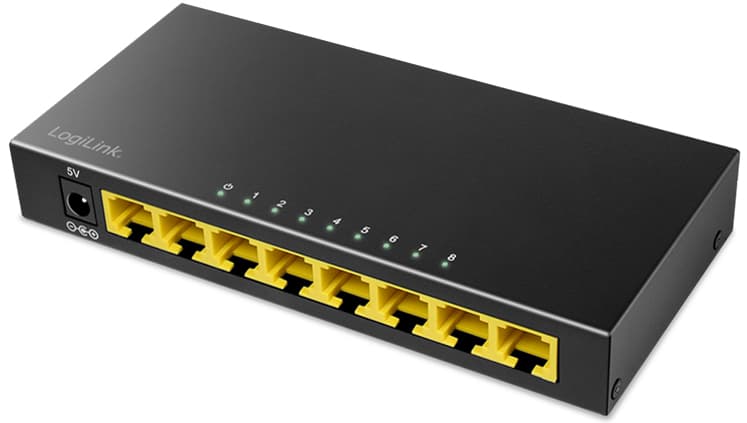 LogiLink Desktop Gigabit Ethernet Switch, 8-Port, schwarz