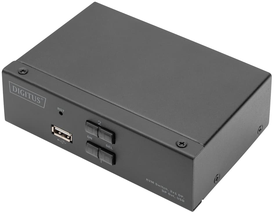 DIGITUS Desktop KVM Switch, 2x1, schwarz