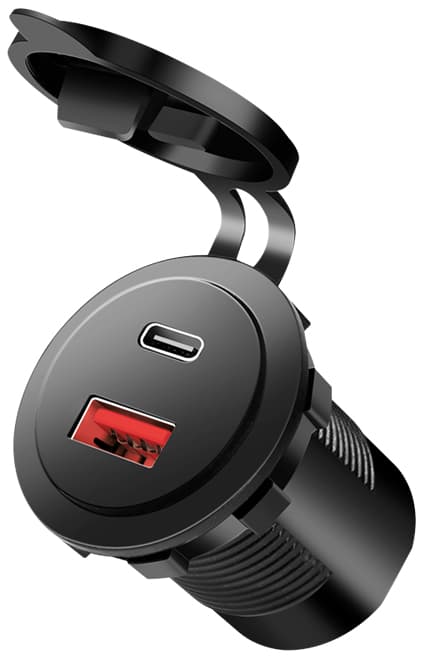LogiLink Dual-KFZ-Einbau-Ladeadapter, USB-A & USB-C Kupplung