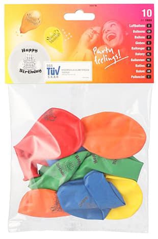 PAPSTAR Luftballons , Happy Birthday, , farbig sortiert