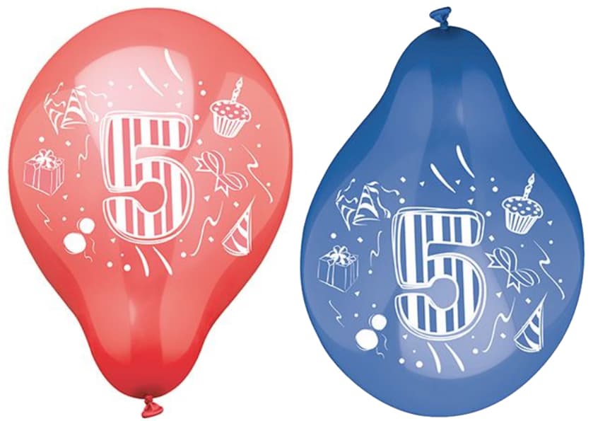 PAPSTAR Zahlenluftballons , 5, , rund, farbig sortiert