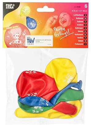 PAPSTAR Zahlenluftballons , 6, , rund, farbig sortiert