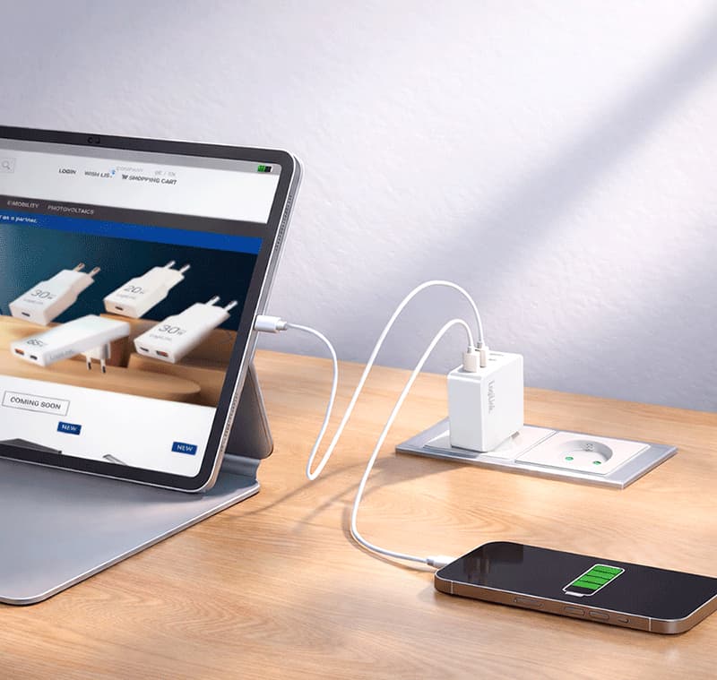 LogiLink USB-Steckdosenadapter, 4x USB-A, 24 Watt, weiß