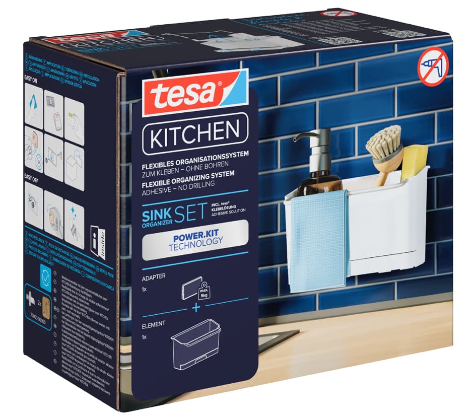 tesa KITCHEN Spülbecken Organizer, weiß