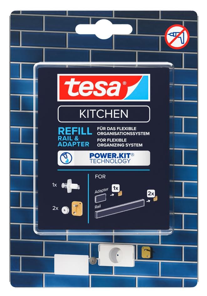 tesa KITCHEN Power-Kit Nachfüllset für Wand-Adapter