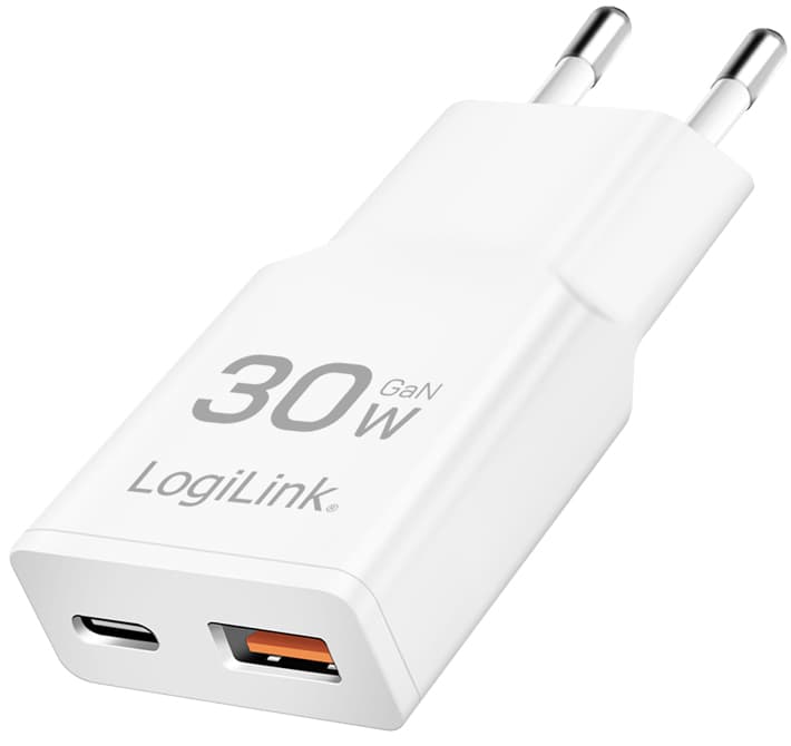 LogiLink USB-Steckdosenadapter, 1x USB-C (PD), 1x USB-A (QC)