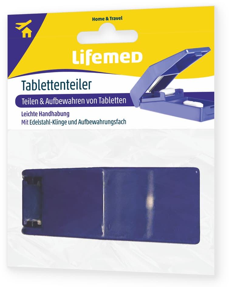 Lifemed Tabletten-Teiler mit Aufbewahrungsfach, blau