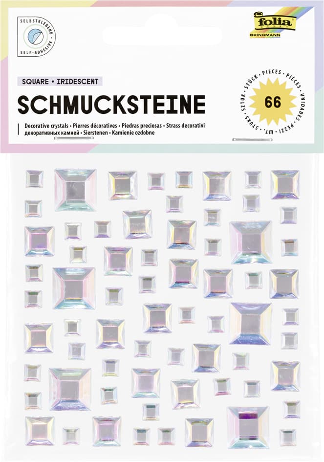 folia Schmucksteine SQUARE IRIDESCENT, selbstklebend