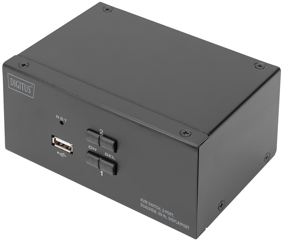DIGITUS KVM Switch, 2 Port, Dual Display, 4K, DisplayPort