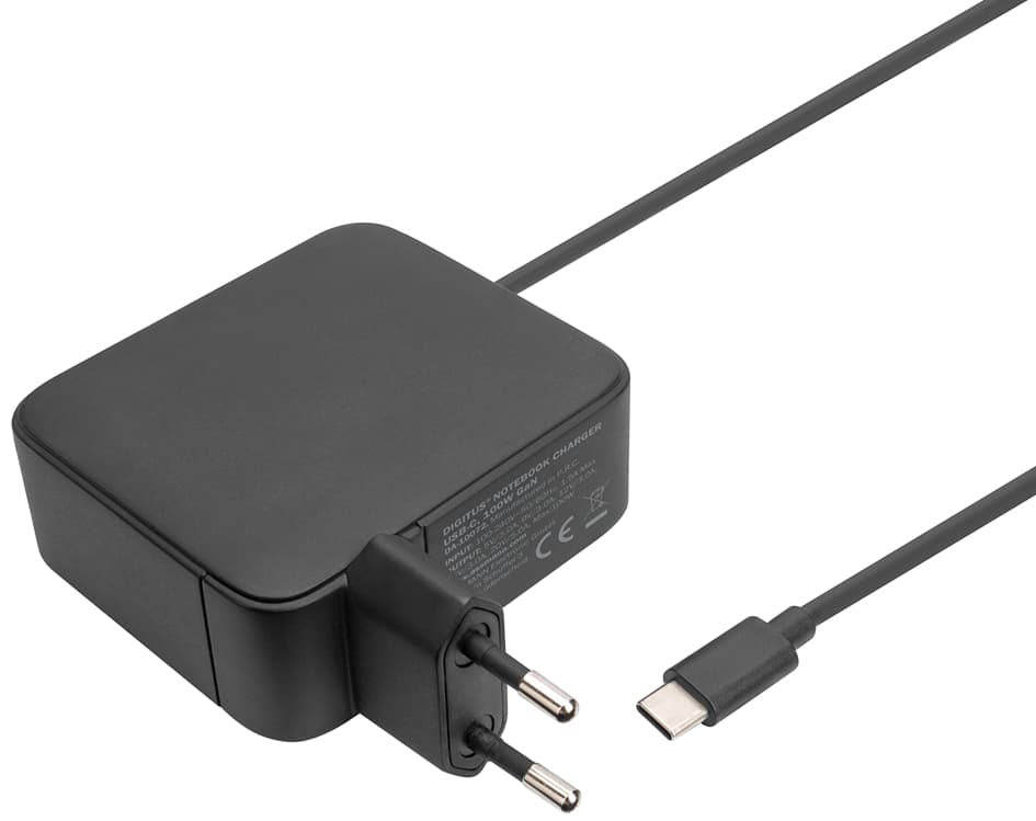 DIGITUS Notebook-Ladegerät USB-C, 100 Watt GaN, schwarz