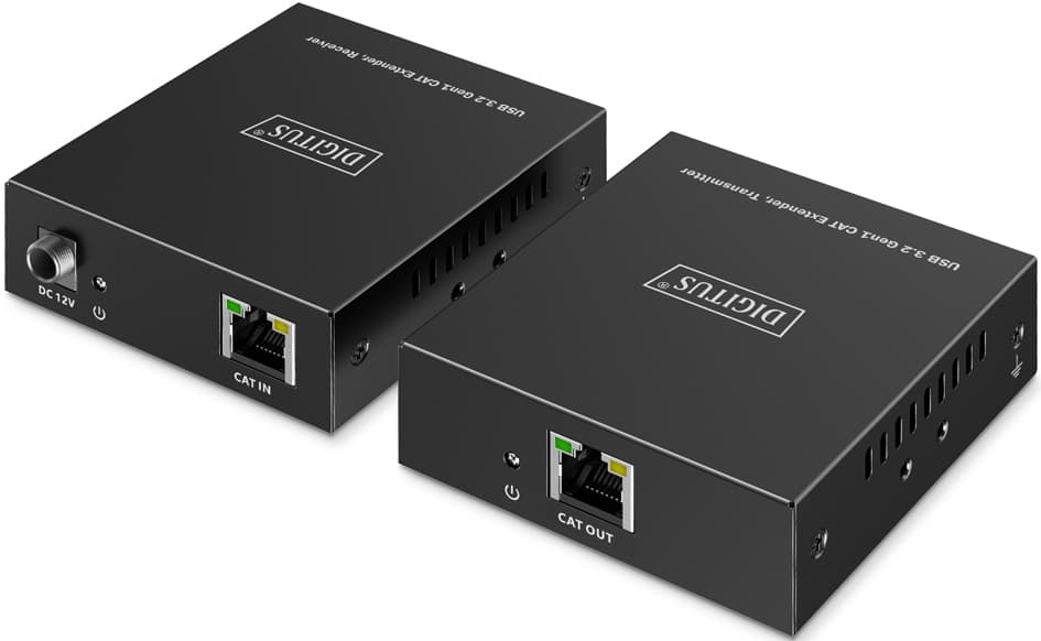 DIGITUS USB 3.2 Gen1 Extender, 5 Gbps, 4 Ports, schwarz