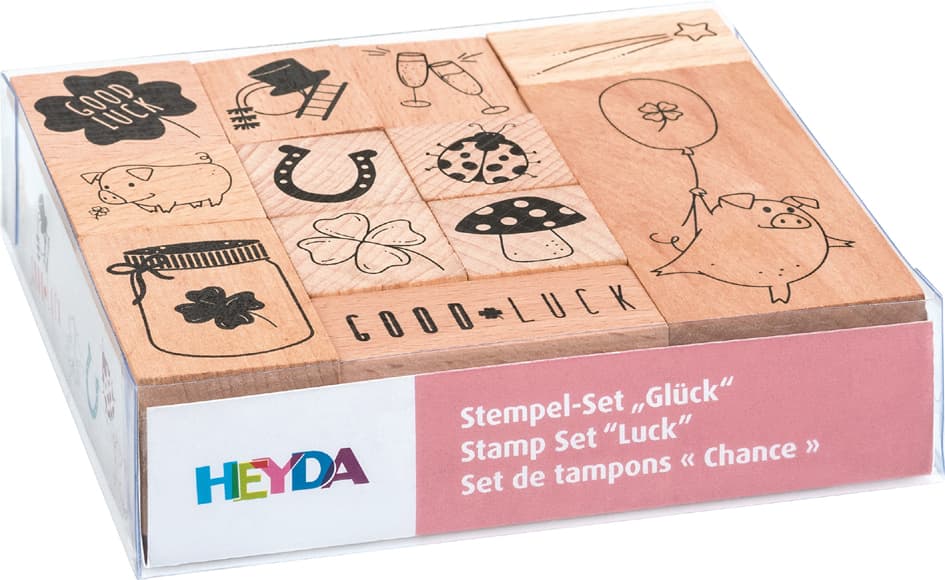 HEYDA Motivstempel-Set , Glück, , in Klarsicht-Box