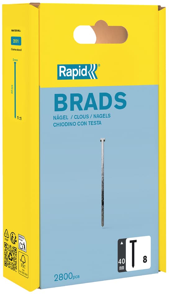 Rapid Nägel Typ 8, 40 mm, galvanisiert, Großpackung