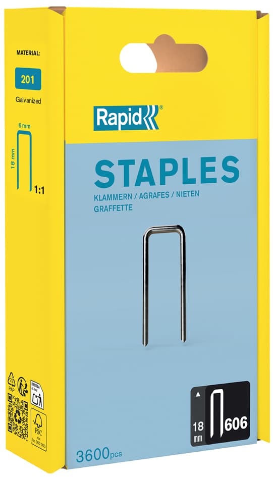 Rapid Schmalrückenklammern Typ 606, 18 mm, Großpackung